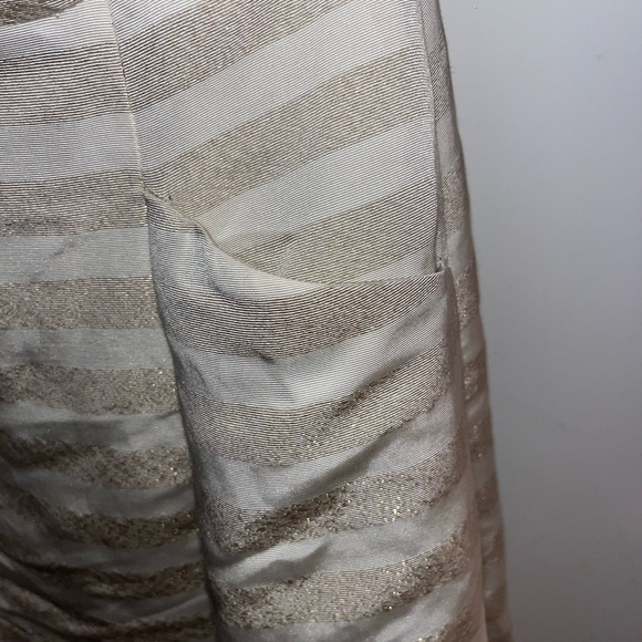 Lilly Pulitzer Blossom Cream Gold Striped Embroidered Strapless Silk Dress - Picture 9 of 10